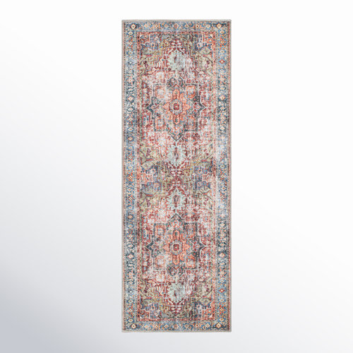 Alice Machine Washable Oriental Flatweave Performance Red/Blue/Ivory Multi Area Rug